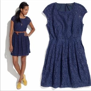 Madewell Lacebloom Navy Lace Fit Flare Dress 0‎